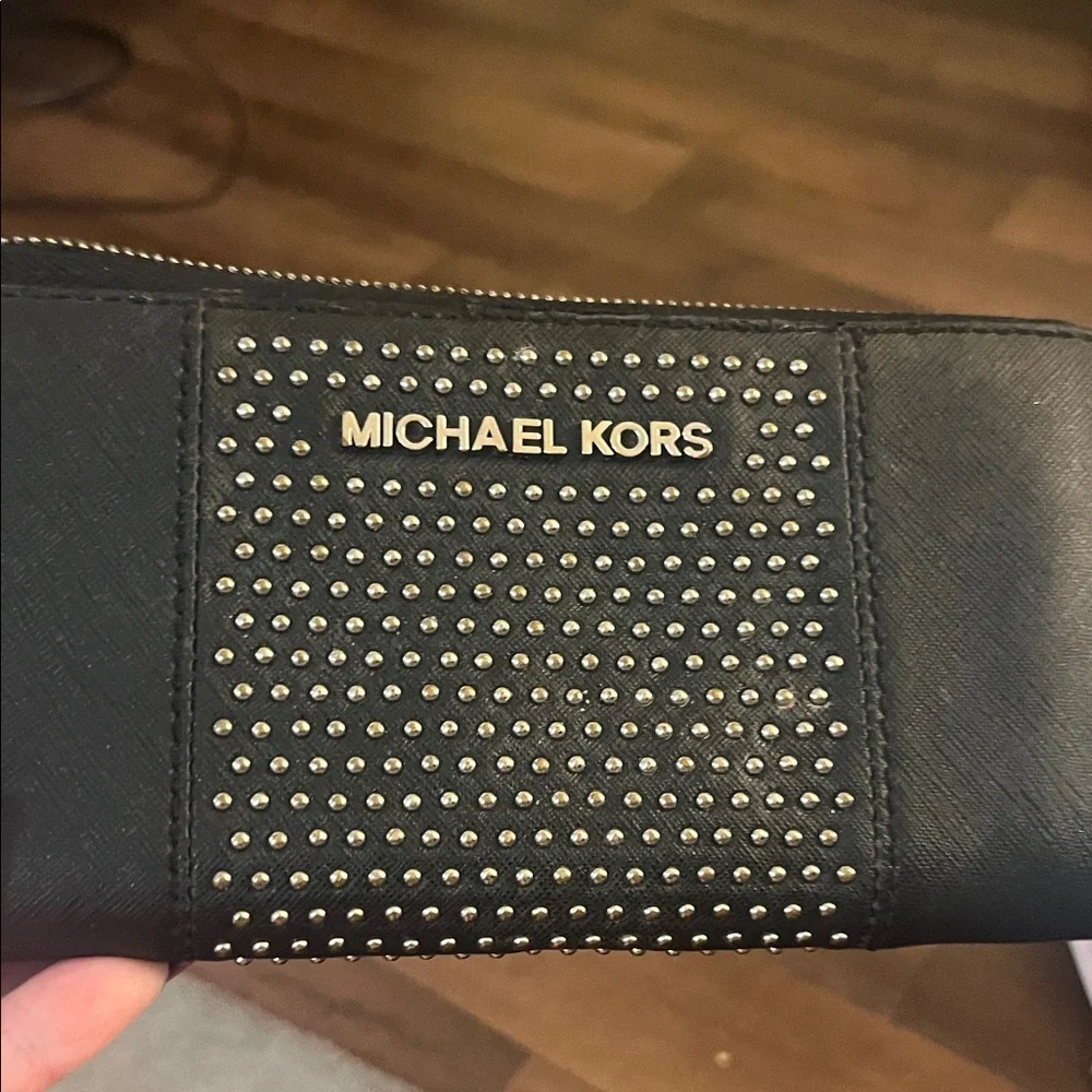 Michael Kors Black Studded Wallet - Picture 1 of 3